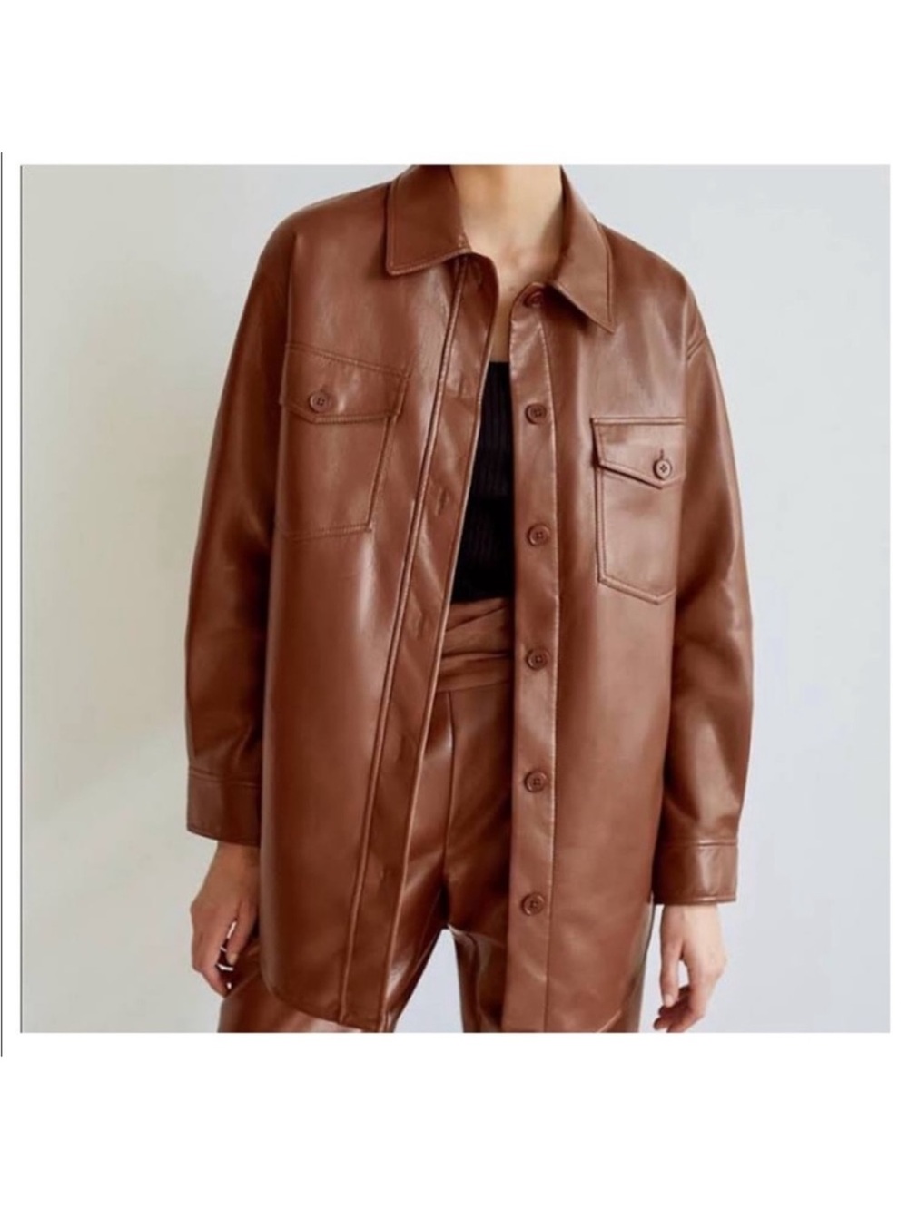 Aritzia Wilfred Ganna vegan leather shirt jacket